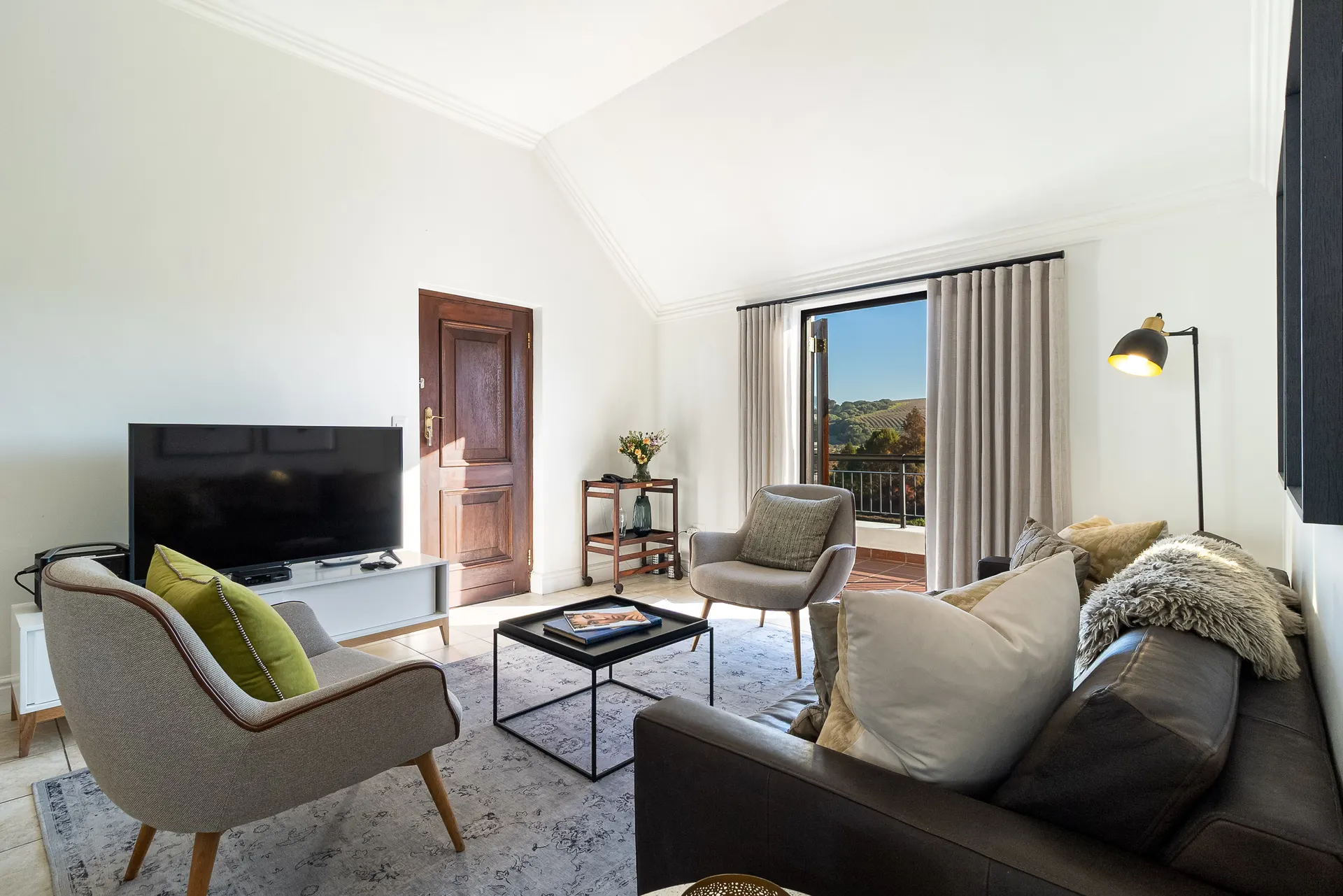 Living area in Lodge 9 at Winelands Golf Lodges, De Zalze, Stellenbosch